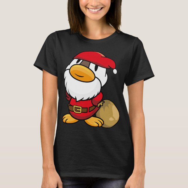 Cute little Santa Claus Duck for Christmas T-Shirt (Front)