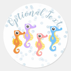 Cute Little Seahorses Classic Round Sticker