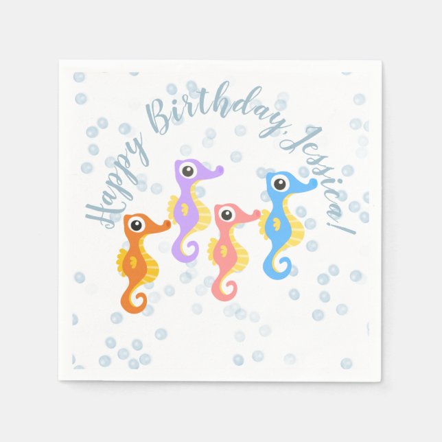 Cute Little Seahorses Napkin (Front)
