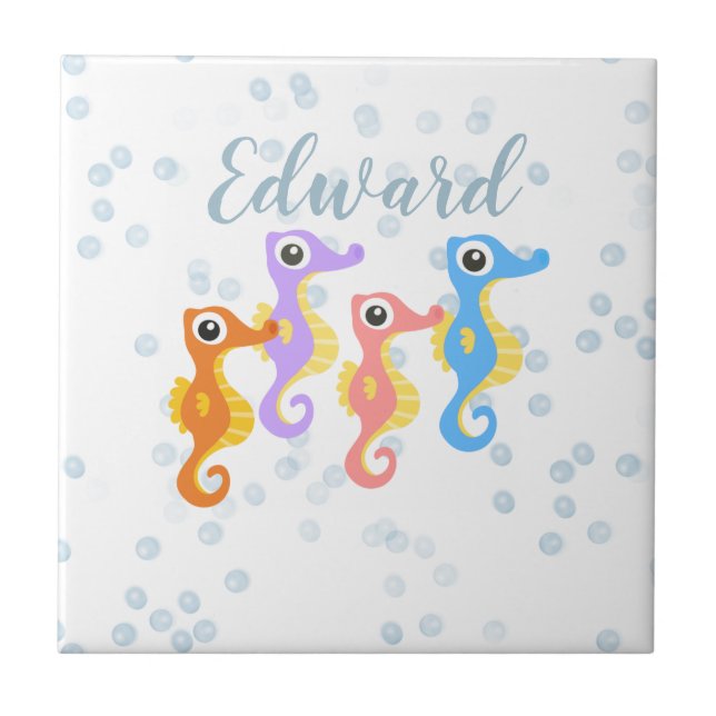 Cute Little Seahorses Tile (Front)