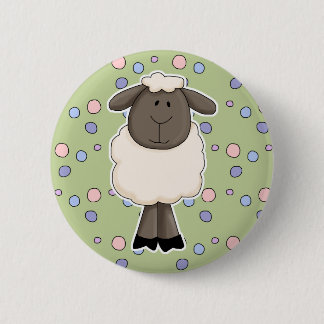Cute little sheep ewe 2 inch round button