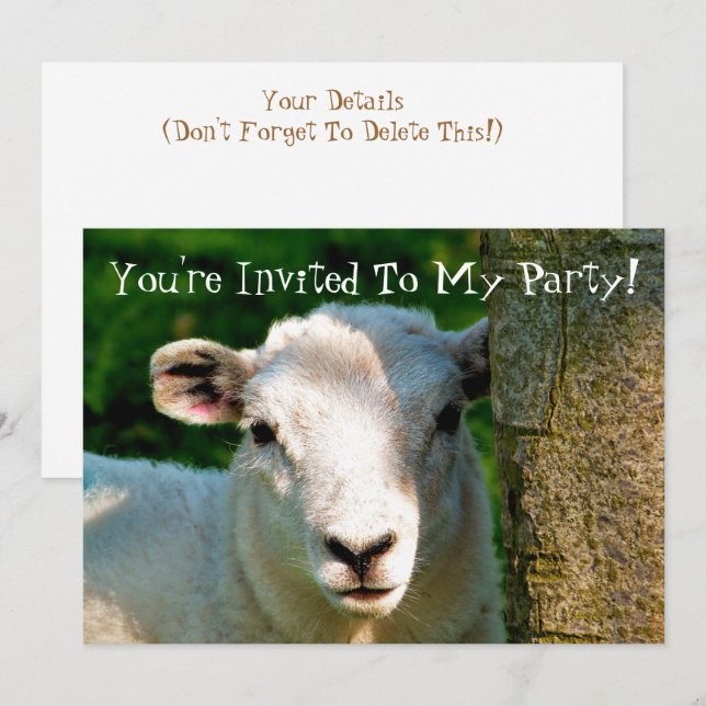CUTE LITTLE SHEEP INVITATION (Front/Back)