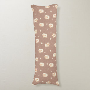 Cute Little Sheep Pattern on Brown Body Pillow