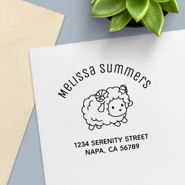 Cute Little Sheep Ram Arch Address Self-inking Stamp (Creator Uploaded)