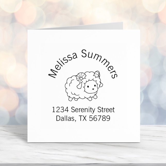 Cute Little Sheep Ram Arch Address Self-inking Stamp (Creator Uploaded)