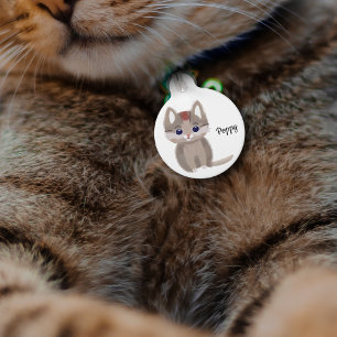 Cute little simplistic brown kitten pet tag