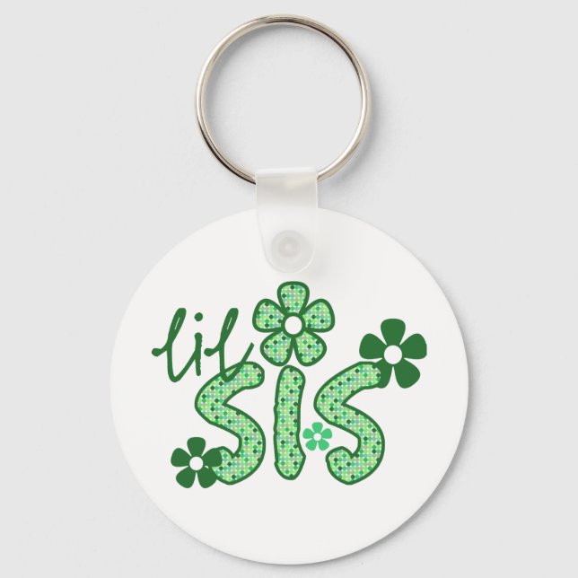 Cute Little Sis Flower Design Keychain (Front)