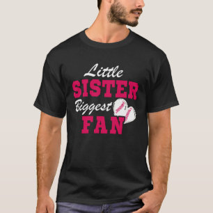 Cute Little Sister Biggest Fan Baseball Sister Bas T-Shirt