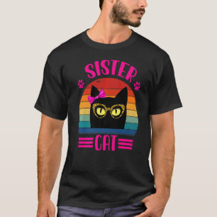 Cute Little Sister Cat With Leopard Glasses Retro T-Shirt