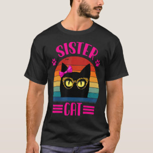 Cute Little Sister Cat With Leopard Glasses Retro T-Shirt