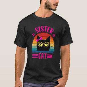 Cute Little Sister Cat With Leopard Glasses Retro  T-Shirt