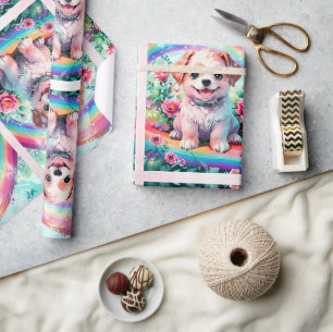 Cute Little Small Puppy Dog Pencil Art Wrapping Paper