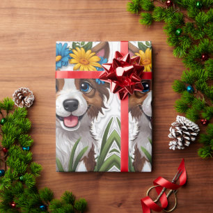 Cute Little Small Puppy Dog Pencil Art  Wrapping Paper