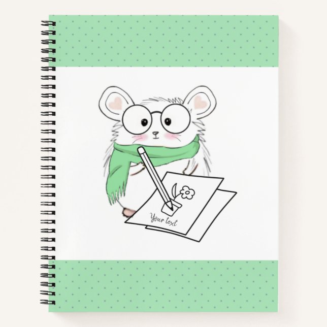Cute Little Smart Hamster Green Notebook (Front)