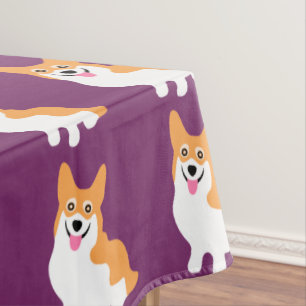 Cute Little Smiling Corgi Puppy Tablecloth