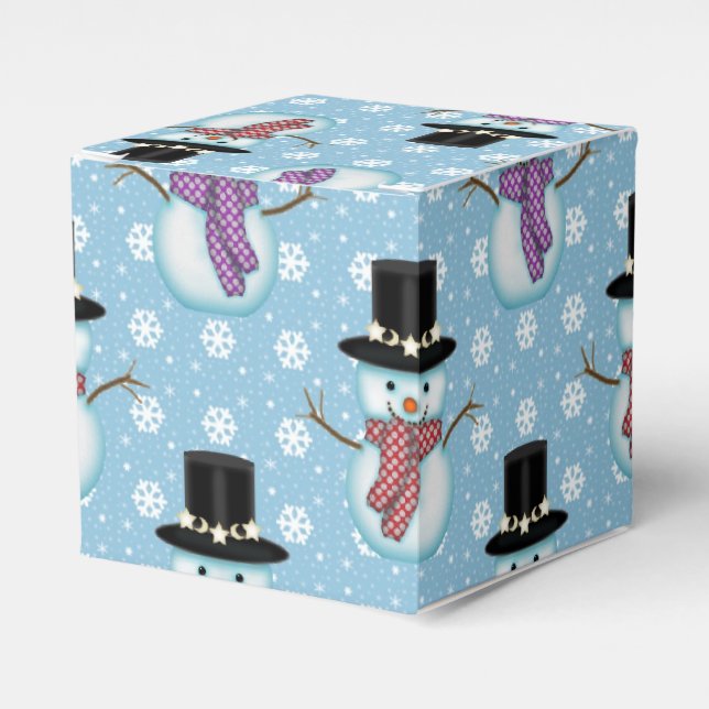 Cute Little Snowmen Pattern Favor Box (Front Side)
