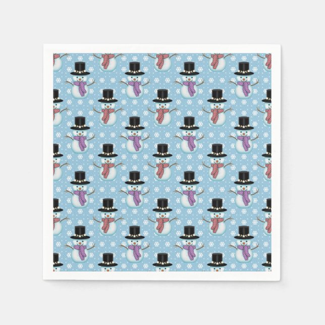 Cute Little Snowmen Pattern Napkin (Front)