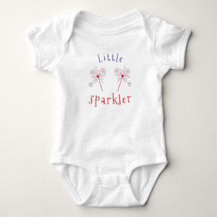 Cute Little Sparkler Heart Red White Blue Baby Bodysuit