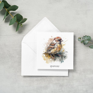 cute little sparrow in watercolor customizable holiday card