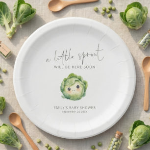 Cute Little Sprout Locally Grown Baby Shower  Paper Plate