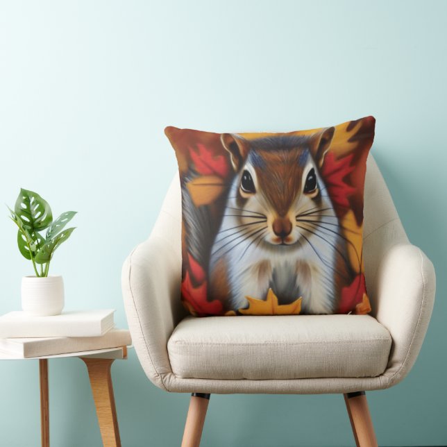 Cute Little Squirrel Throw Pillow (Chair)