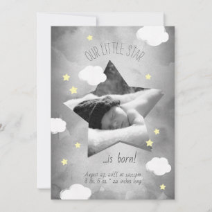 Cute Little Star Est Né Nuages Faire-part de naiss