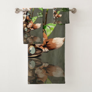 Cute little steampunk fox bath towel set