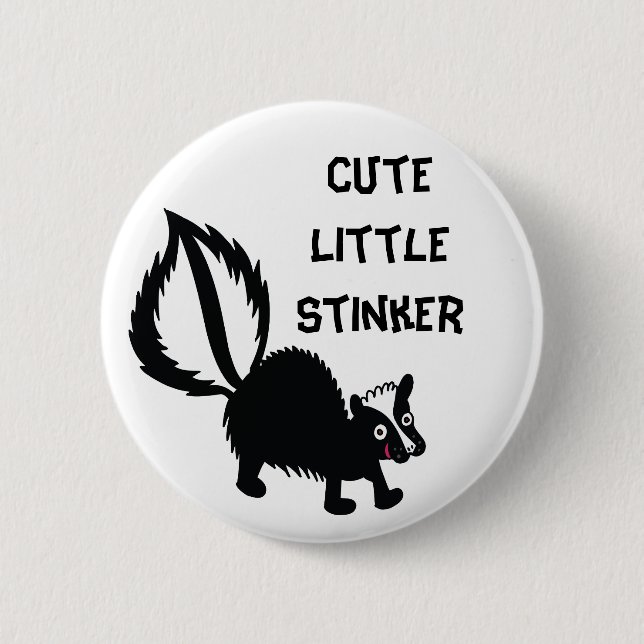Cute Little Stinker Skunk Print Art Graphic 2 Inch Round Button (Front)