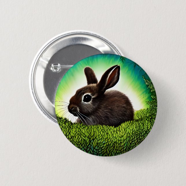 Cute Little Storybook Bunny 2 Inch Round Button (Front & Back)