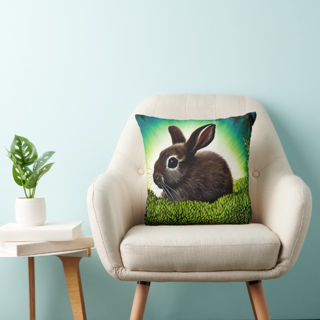Cute Little Storybook Bunny Throw Pillow (Chair)