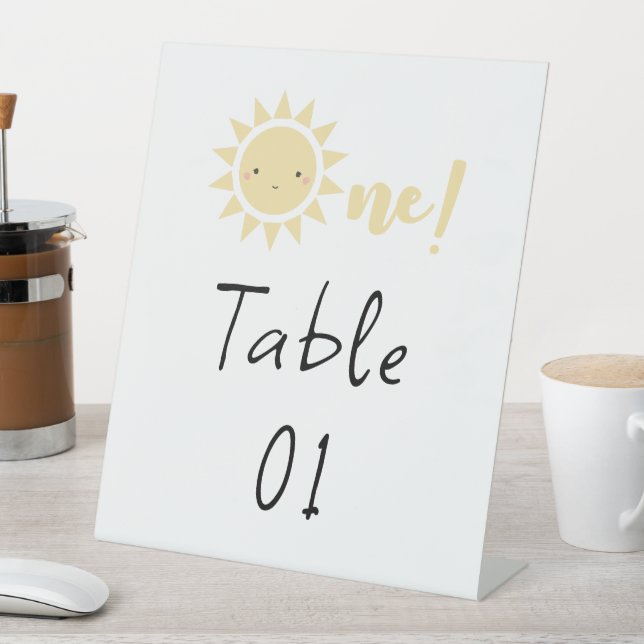 Cute Little Sunshine 1st Birthday Table Numbers Pedestal Sign (In SItu)