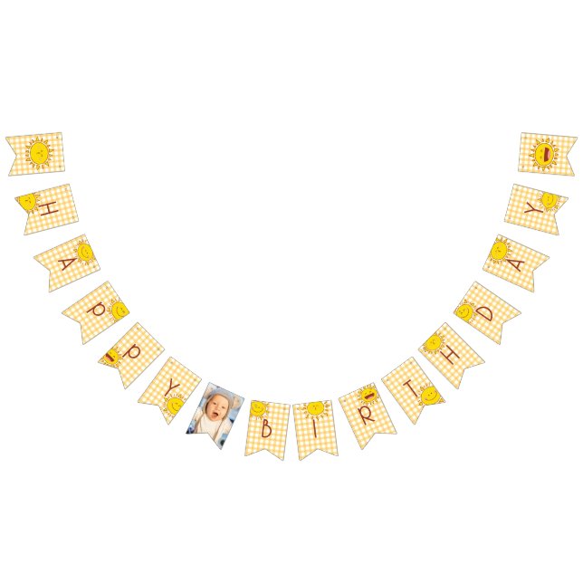 Cute Little Sunshine Kids Birthday Party Photo Bunting Flags (All)