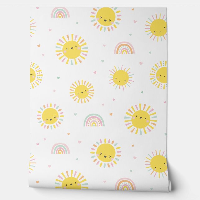 Cute little sunshines, rainbows and hearts wallpaper (Unrolling)