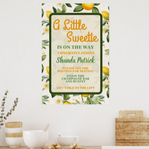 Cute Little Sweetie Lemon Theme Baby Shower Poster