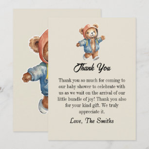 Cute little teddy baby shower Thank you card