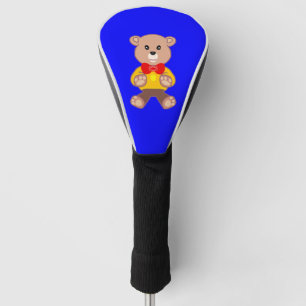 Cute Little Teddy Bear on Blue Golf Head Cover