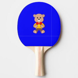Cute Little Teddy Bear on Blue Ping Pong Paddle