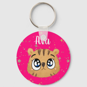 Cute little tiger gold start keychain