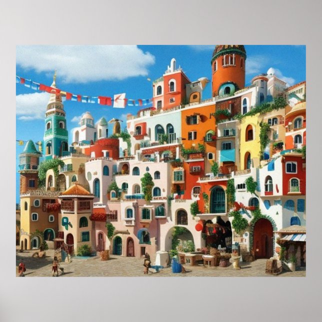 Cute Little Tourist town Modern mountain fantasy  Poster (Front)