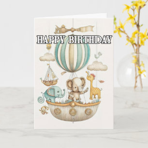 Cute Little Travelling Wild Animals Card