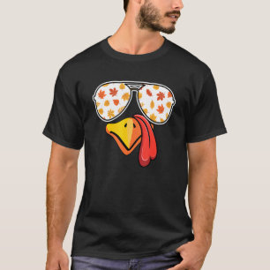 Cute Little Turkey Face Fall Thanksgiving With Sun T-Shirt