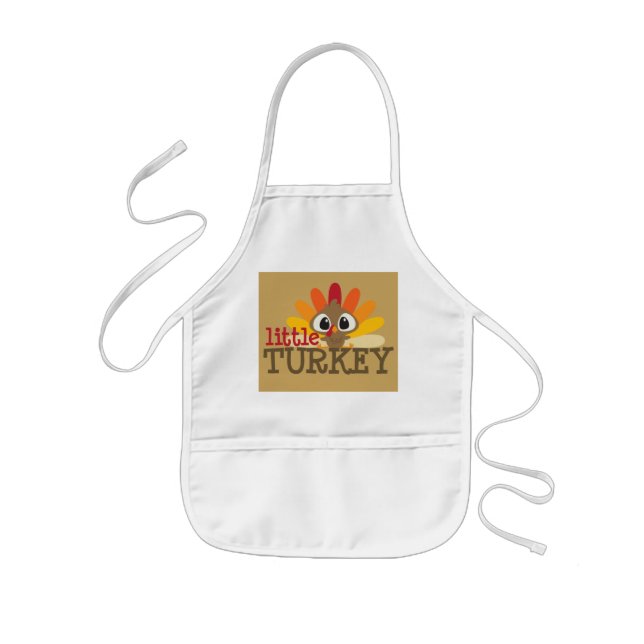 Cute little turkey kids unisex Thanksgiving apron (Front)
