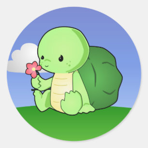Cute Little Turtle Classic Round Sticker