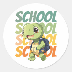 cute little turtle gift idea for back to school classic round sticker