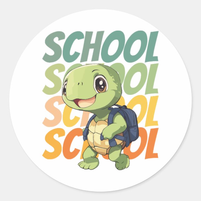 cute little turtle gift idea for back to school classic round sticker (Front)
