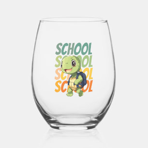 cute little turtle gift idea for back to school stemless wine glass