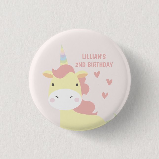 Cute Little Unicorn Birthday 1 Inch Round Button (Front)