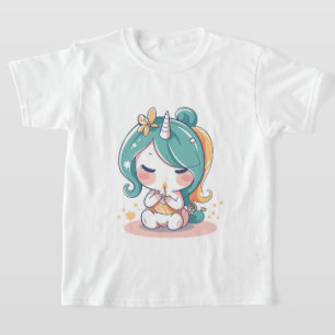cute little unicorn girl with candle in ha T-Shirt