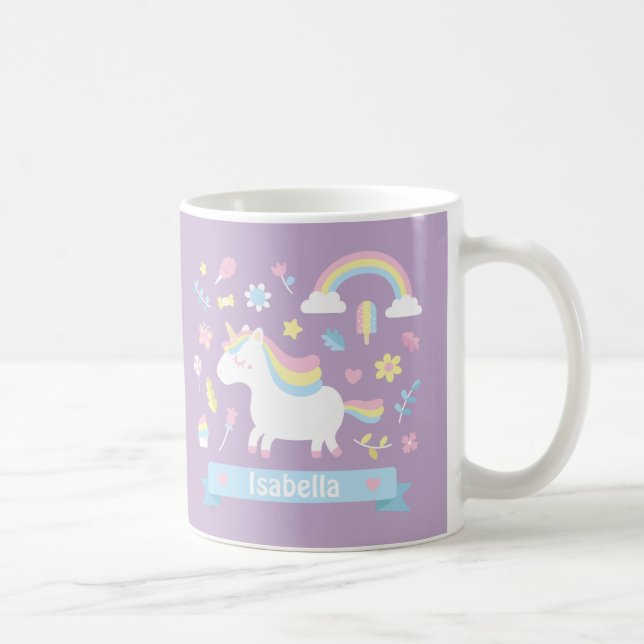 Cute Little Unicorn Rainbow Girls Mug (Right)
