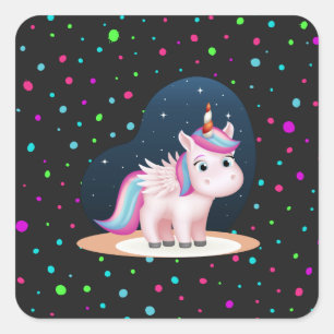 Cute Little Unicorn Square Sticker